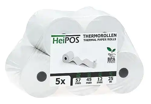 Thermorollen Set für HeiGroup HeiPOS Kassensysteme, 5 Stück