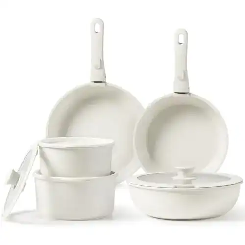 Pfannenset mit abnehmbarem Griff CAROTE 11-teilig für alle Herdarten
