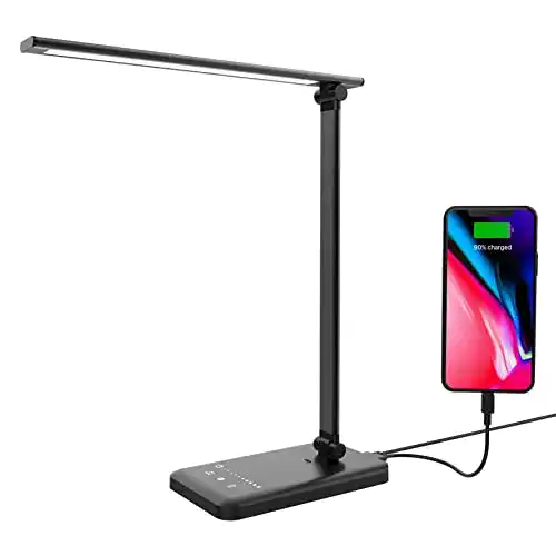 Schreibtischlampe Aogled LED dimmbar – Tischlampe mit Touch-Steuerung und USB
