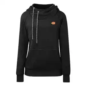 Hoodie Damen Cassiecy Winter Langarm Kapuzenpullover mit Stehkragen