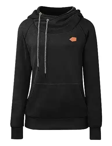 Hoodie Damen Cassiecy Winter Langarm Kapuzenpullover mit Stehkragen