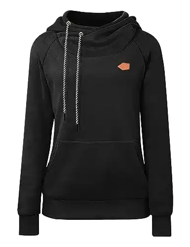 Hoodie Damen Cassiecy Winter Langarm Kapuzenpullover mit Stehkragen