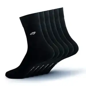 Bambussocken für Damen und Herren (43-46, Schwarz, 6er Pack)