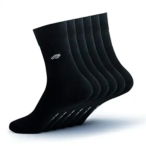 Bambussocken für Damen und Herren (43-46, Schwarz, 6er Pack)