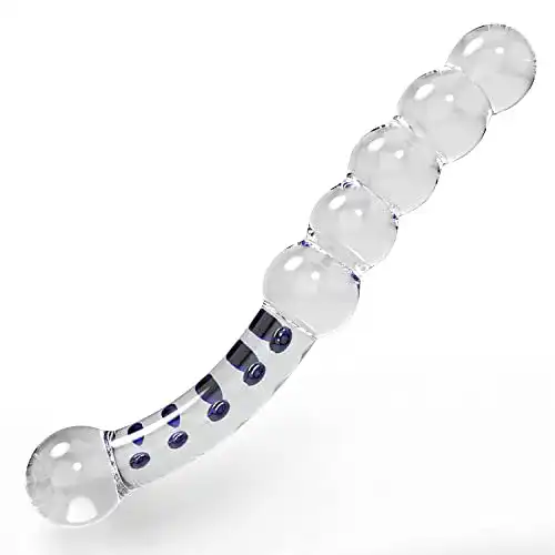 Glasdildo Greenpinecone Kristall mit Anal Beads und Butt Plug