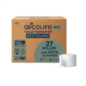Recycling Toilettenpapier von Œcolife – 27 Rollen, 3-lagig, umweltfreundlich