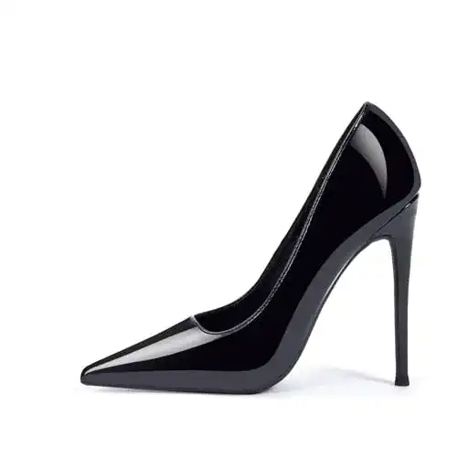 Genshuo Damen Pumps Stiletto High Heels mit 12 cm Absatz
