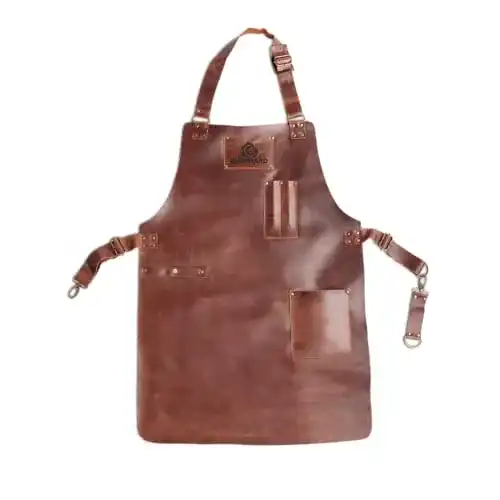 Grillschürze aus Leder in Braun von BURNHARD, 100% Büffelleder