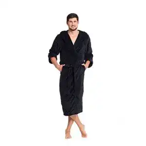 Zollner Unisex Bademantel für Damen und Herren, Größe M, Schwarz