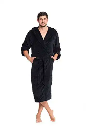Zollner Unisex Bademantel für Damen und Herren, Größe M, Schwarz