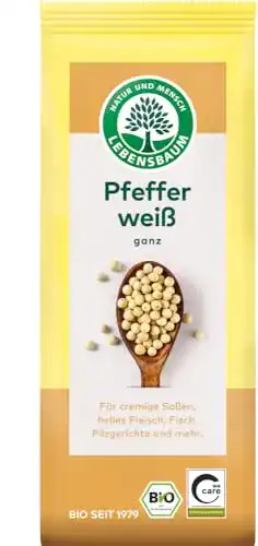 Bio Weißer Pfeffer von Lebensbaum, ganz (6 x 50 g)