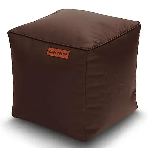 Pouf Green Bean Sitzhocker aus Kunstleder mit EPS Perlen Füllung 40 x 40 cm