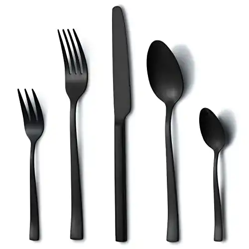 Schwarzes Besteck Set von Hunnycook für 6 Personen