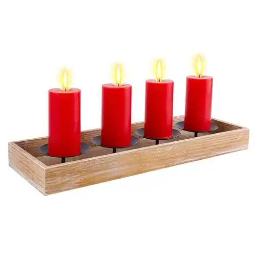 Adventskranz aus Holz mit Kerzenhalter für 4 Kerzen