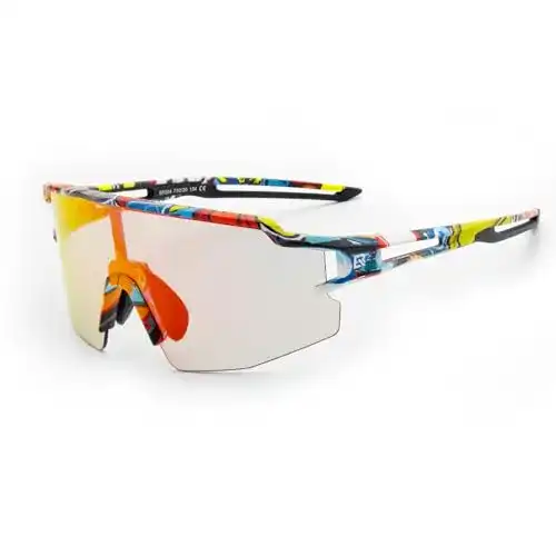Rockbros Fahrradbrille mit UV 400 Schutz und photochromatischen Linsen