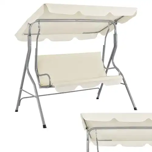 Juskys Hollywoodschaukel 3-Sitzer mit verstellbarem Dach