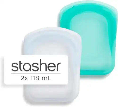 Silikonbeutel Stasher für Lebensmittel im 2er Set, transparent