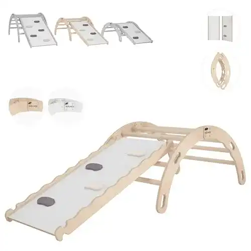 Kletterbogen Mamoi mit Rutsche und Kletterdreieck aus Holz