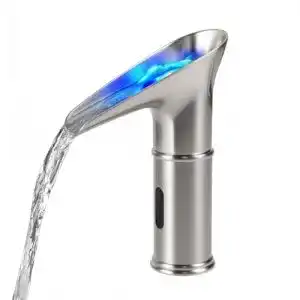 Waschtischarmatur mit Sensor und LED Wasserfall für Badezimmer