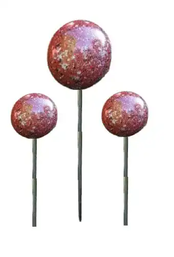 Rosenkugel Gartenstecker 3er-Set Edelstahl mit Granitlackierung