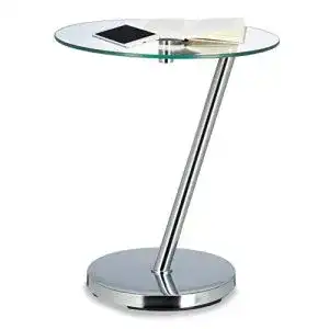 Runder Nachttisch aus Glas und Chrom von Relaxdays