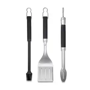 Weber Premium Grillbesteck, 3-teilig, Edelstahl mit Anti-Rutsch-Griffen