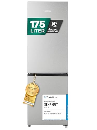 Edelstahl Kühlschrank Heinrichs Kühlgefrierkombination 175 Liter