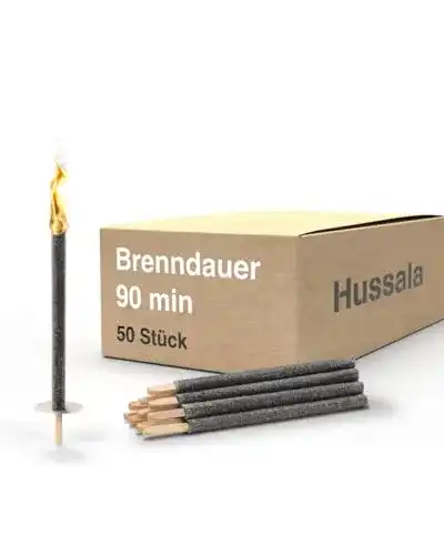 Wachsfackeln Hussala Diamond 50 Stück mit 90 Minuten Brennzeit