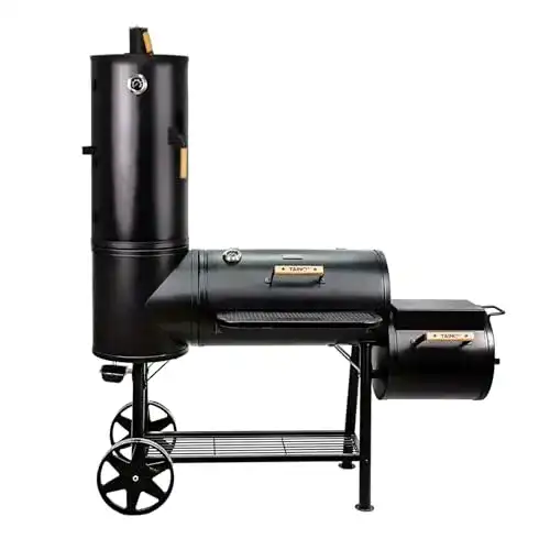 Holzkohle Grillwagen Taino Chief 130 XXL Smoker mit Räucherofen