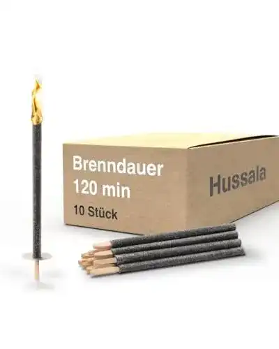 Wachsfackeln Hussala Diamond, 10 Stück, 120 Minuten Brenndauer