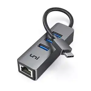 USB-C Ethernet Adapter mit 1000Mbps und 3 USB 3.0 Ports