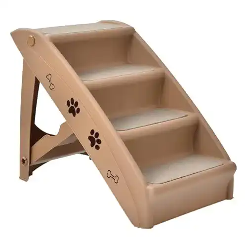 Katzentreppe Costway 4-Stufig mit Teppichboden für Haustiere