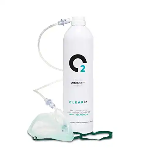 Medizinischer Sauerstoff Clearo2 Sauerstoffdose mit Maske und Schlauch 15L