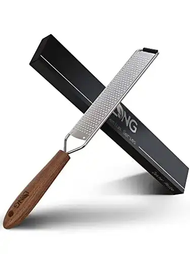 LNG Premium Zester-Reibe 38x5cm aus Edelstahl und Holz