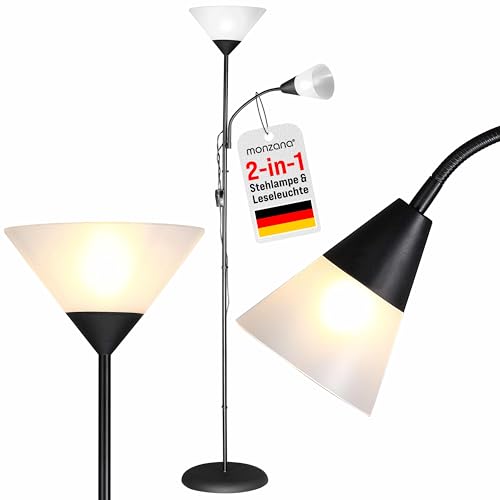 Deckenfluter Monzana Stehlampe 175 cm in Schwarz, verstellbar
