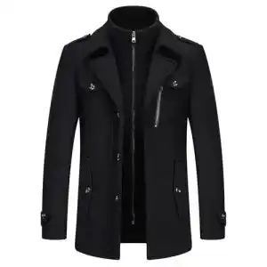 Kudoro Herren Wintermantel aus Wolle im Slim Fit Design