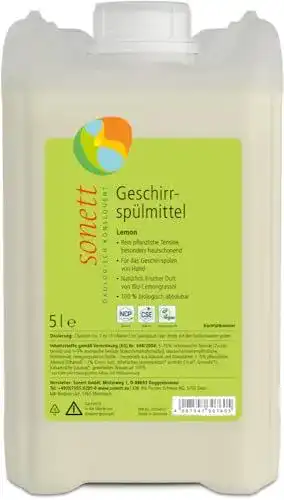Sonett Geschirrspülmittel Lemon 2 x 5 Liter – Biologisch abbaubar