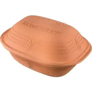 Römertopf Bräter Modern Look aus Naturton, 4 Liter, Braun