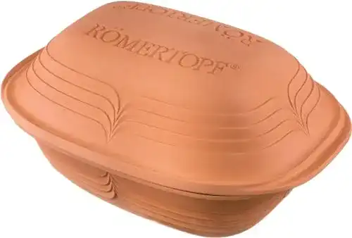 Römertopf Bräter Modern Look aus Naturton, 4 Liter, Braun