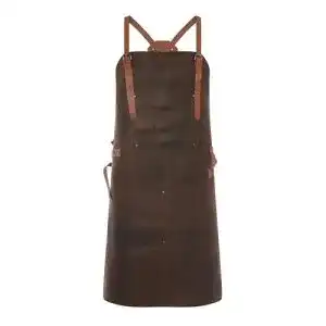 Grillschürze aus Leder mit Überkreuz-Design und Taschen