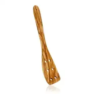 Pfannenwender aus Holz 30 cm gelocht von Metaltex