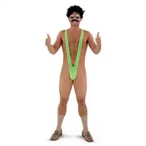 Borat Mankini Herren Badeanzug C-String Tanga in Neongrün