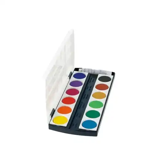 Herlitz Schulmalfarbenkasten 10116655 mit 12 Farben und Deckweiß