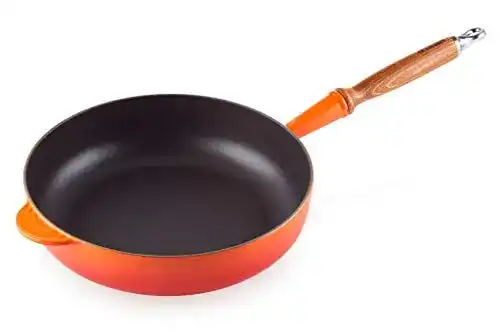 Le Creuset Gusseisen-Sautépfanne, rund mit Holzgriff