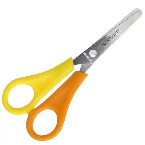 Linkshänder Kinderschere Westcott Gelb mit integrierter Skala 13 cm
