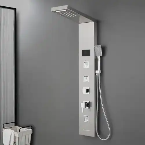 Duschpaneel OUGOO LED mit Armatur 5 in 1 Komplett ohne Batterie