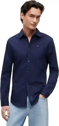 Hemd für Herren von Tommy Jeans im Slim Fit, Langarm, Blau (Black Iris)