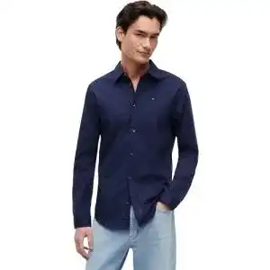 Hemd für Herren von Tommy Jeans im Slim Fit, Langarm, Blau (Black Iris)