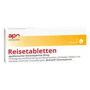 Reisetabletten Dimenhydrinat 50 mg von Apo-Discounter, 20 Stück