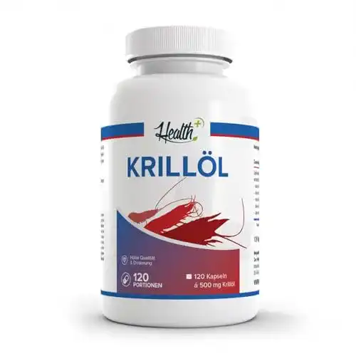 Krillöl Health+ Krill-Öl 120 Kapseln mit 500 mg Omega 3 Fettsäuren
